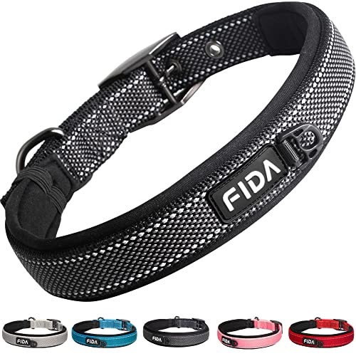 Heavy Duty Dog Collar for Large Dogs with Metal Belt Buckle (Large(19"-23") / Black)