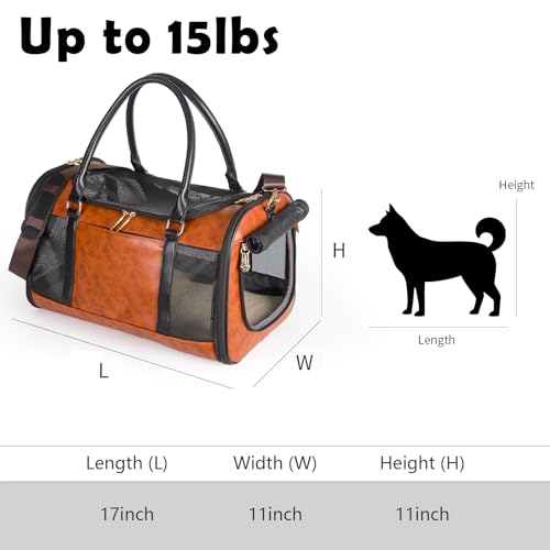 Dog Soft Sided Carriers Pet Carrier for Small Dogs Cats (Brown)