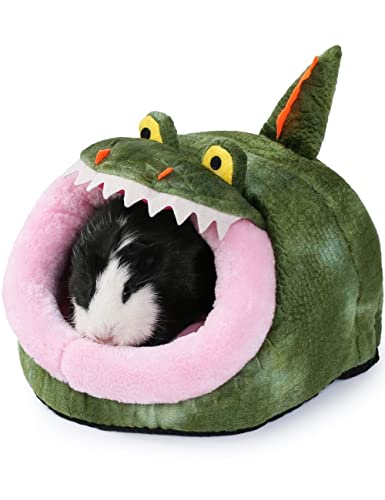 Chinchilla Hideout Bed House Toys and Accessories Cage Cave Cute Cube Cup Hide for Bearded Dragon Ferret (L / 3-Crocodile)