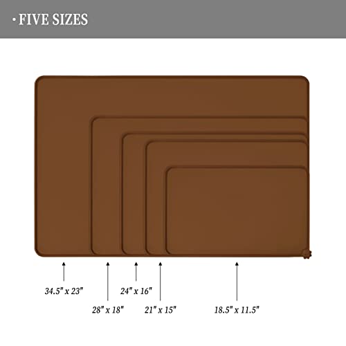 Silicone Pet Feeding Mat (Brown / 32" x 24")