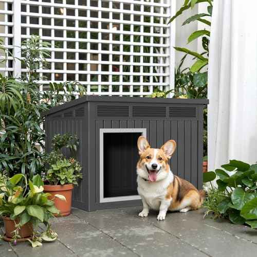 Dog House for Both Indoor and Outdoor with Weatherproof Roof Removable Floors for Medium to Large Dogs Interior Space (gray / 32.2*25.12*24.13)