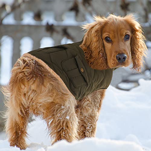 XS Warm Puffer Dog Coat Ultra Thick Plush Quilting Winter Jacket (X-Small / Green)