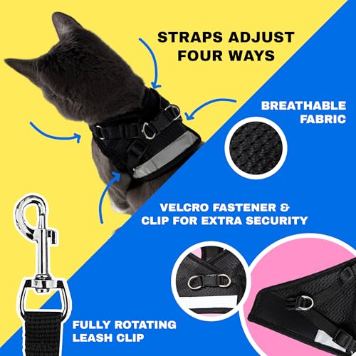 Travel Cat Harness and Leash Set (Large / Black)