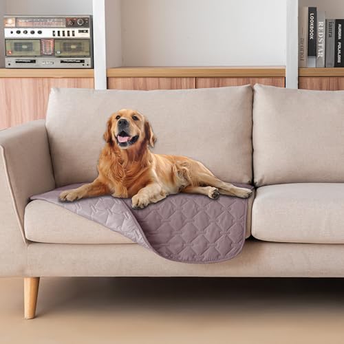 100% Double Sided Waterproof Dog Blanket Soft Pet Bed Cover Reversible Protect Furniture Couch Sofa Car for Puppy Large Dog Cat (30x30 Inch (Pack of 1) / Dark Sea Fog/Light Sea Fog)