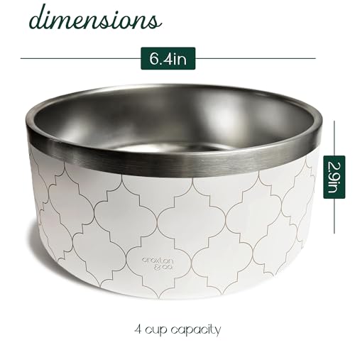 CROXTON & CO. Stainless Steel Pet Bowl for Dogs & Cats (So Pawsh / Medium)