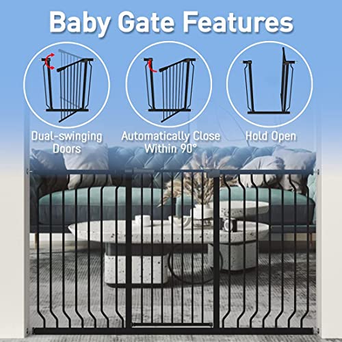40.55" Extra Tall Baby Dog Pet Gate 73.62 (Black / 73.62-80.70"/187-205cm)