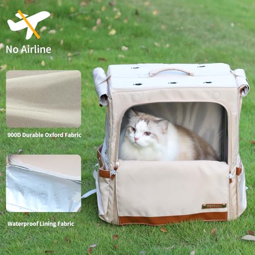 Cat Backpack Carrier for Large Cats (Champagne)