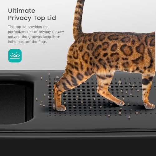 XL Stainless Steel Cat Litter Box with Lid (V-Black)