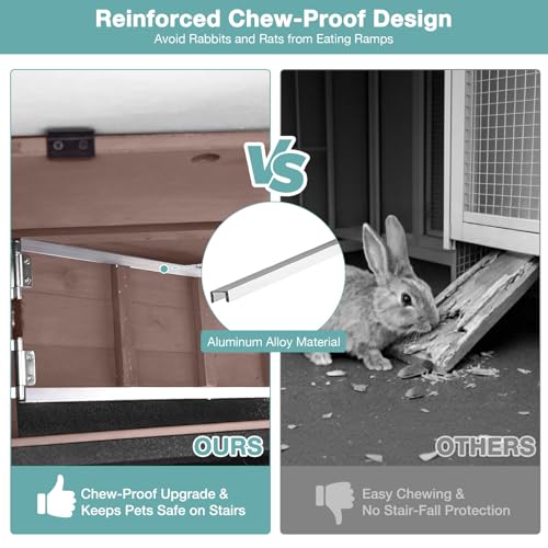 36" 2 Story Wooden Rabbit Hutch with Chew ((Brown-AIR77))