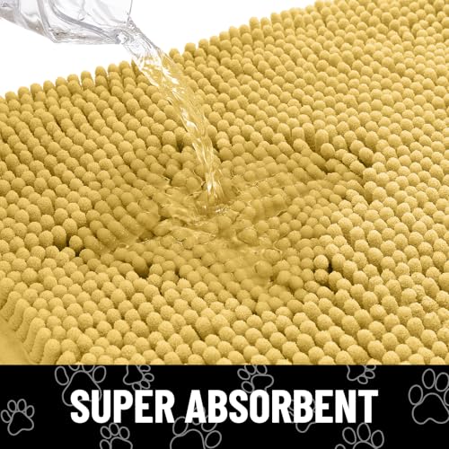 Dog Door Mat for Muddy Paws (48"X30" / Yellow and White)