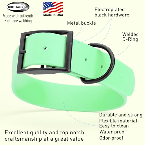 Biothane Waterproof Dog Collar Strong Coated Nylon Webbing with Black Hardware Odor