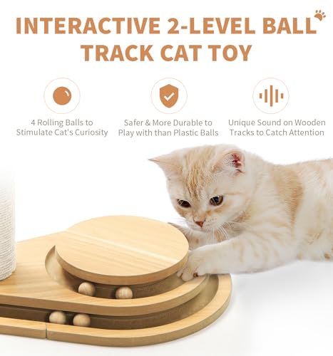 Made4Pets Cat Scratching Post for Indoor Cats with Ball Track 23.4" (23.4"H)