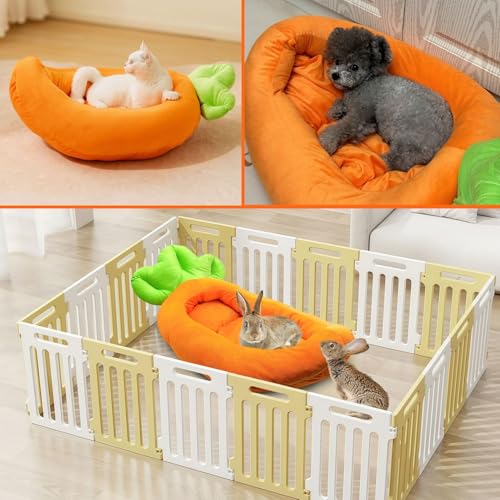 25.6x13.8In Rabbit Bed (L-Orange Carrot Shape,3PCS)