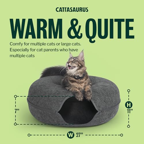 Peekaboo Cat Cave Donut for Multiple & Large Cats up to 30 (Dark Gray / Jumbo)