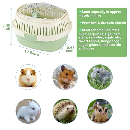 Hamster Carrier Portable Guinea Pig Carrier 13 X 11 X 8 in (Green)