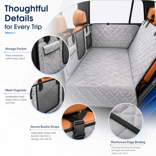 Truck Dog Seat Cover for Back Seat (Gray flannel / For Full Size Truck)