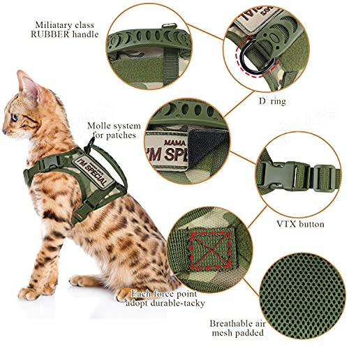 Tactical Cat Harness for Walking Escape Proof (Large / green-camo)