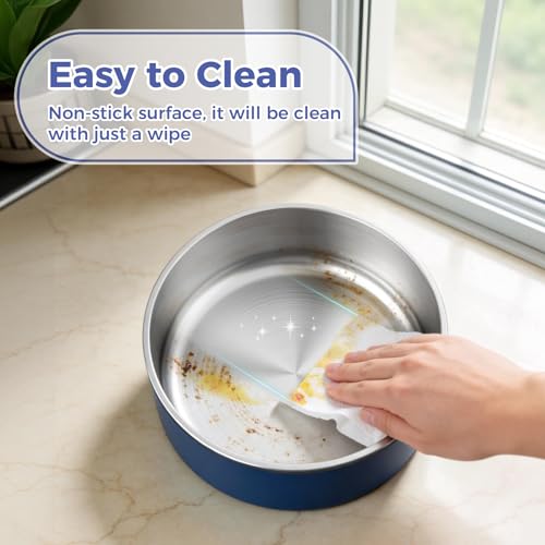 Dog Bowl Stainless Steel Food and Water Bowl (64 oz / Blue)