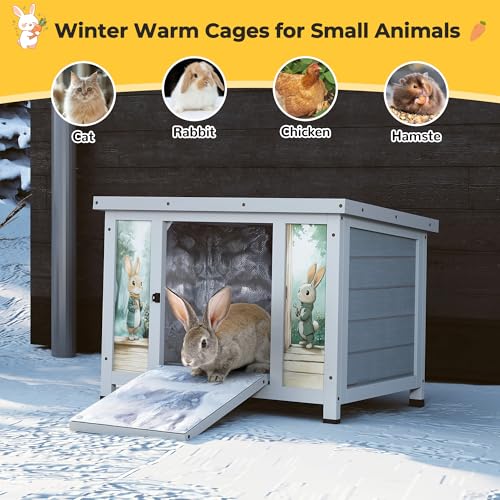 24" Bunny Hutch for Outdoor & Indoor Use (Grey with Warm / Middle)