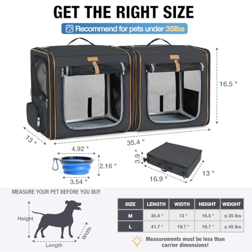 Large Cat Carrier for 2 Cats (Black)