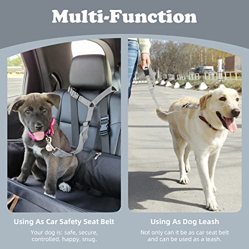 2 Pack Dog Seat Belt for Car (Grey)