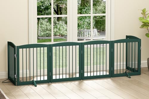Freestanding Pet Gate for Dogs (24" Height-6 Panel / Green)