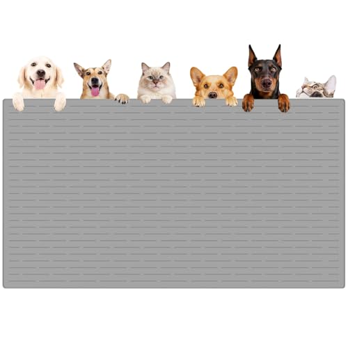 XXXXL Largest Pet Food Mat (Light Gray / 51.2"L x 25.6"W)