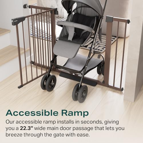 30 40.6 in Baby Gate for Stairs and Doorways (Brown / 30-40.6"W x 30.5"H)