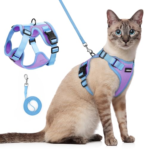 Cat Harness and Leash Set (Purple & Blue / S)