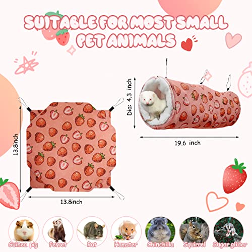Guinea Pig Rat Ferret Hammock and Warm Bed Small Pet Hideout Tunnel Cave Hanging Bunkbed Hammock Cage Toy for Hamster Sugar Glider Squirrel (1.Hammock & Tunnel)