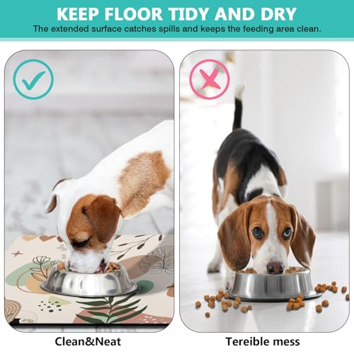 Pet Feeding Mat for Floors Waterproof Dog Mat for Food and Water Absorbent Quick Dry Non Slip mat for Cat Bowls (30"L x 17"W / Boho)