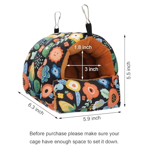 Bird Nest House Winter Warm Snuggle Hut Bird Bed Hanging Hammock for Parrots Budgies Parakeets Caique Senegal Cockatiels Conures (Small / Black)