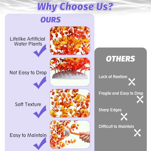 Aquarium Plastic Plants Aquarium Decor Artificial Fish Tank Plants (Orange（style B）)