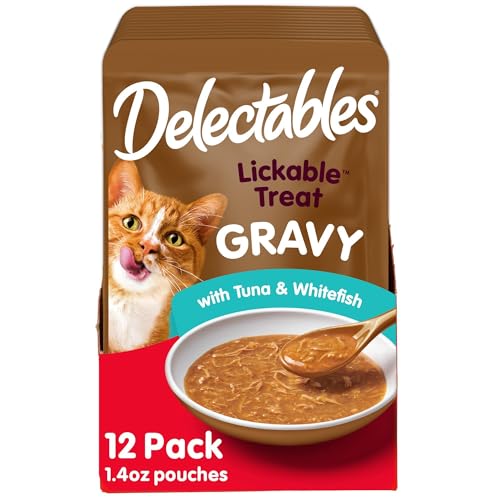 Lickable Treat Gravy Wet Cat Treat with Real Tuna & Whitefish (1.4 Ounce (Pack of 12))