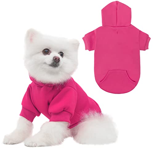 Dog Hoodie for Small Medium Dogs Cats (Deep Pink / X-Small)