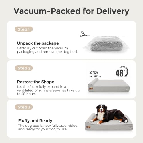 Orthopedic Dog Beds for Extra Large Dogs (XX-Large / Canvas-Grey)