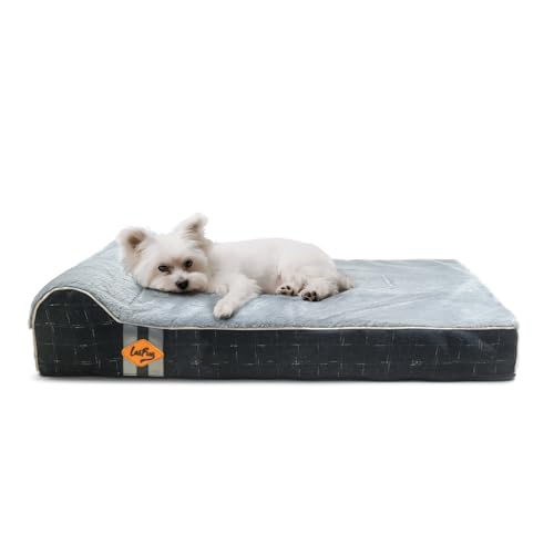 Orthopedic Dog Bed (34.0"L x 22.0"W x 5.5"Th / Black Grid Gray)