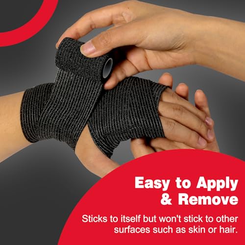 16 Pack Self Adhesive Bandage Wrap Black (Black / 2IN - 16Pack)