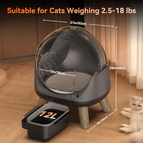Self Cleaning Litter Box for Multiple Cats (Grey)