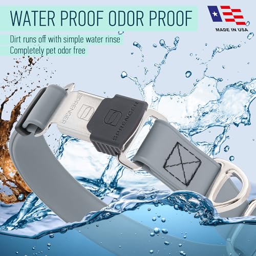 Biothane Waterproof Dog Collar with Herm Sprenger Black Stainless Steel Quick Release Buckle (W 1" x L 15"-25" / Battleship Gray)