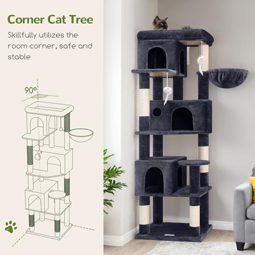F66 Corner Cat Tree (Dark Grey / 66 inch)