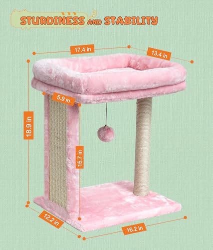Small Pink Cat Tree for Indoor Cats (Pink)