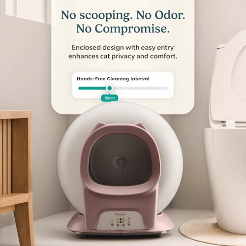 PurrTek Automatic Litter Box Self Cleaning 5GHz Wi (Pink)