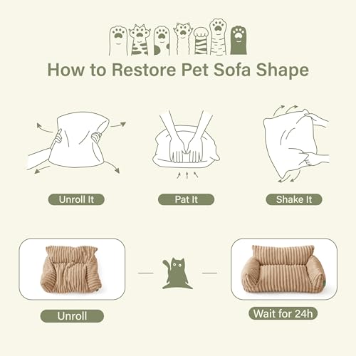 Cute Couch Bed for Pets (24.0"L x 18.0"W x 10.0"Th / Beige)