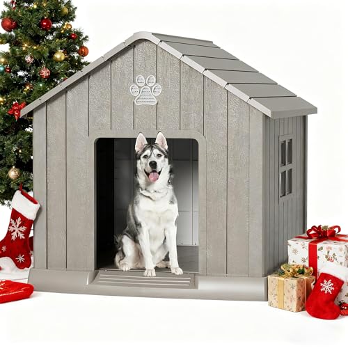 Dog House Outdoor Indoor (Grey / 37.2" L × 40" W × 40" H)