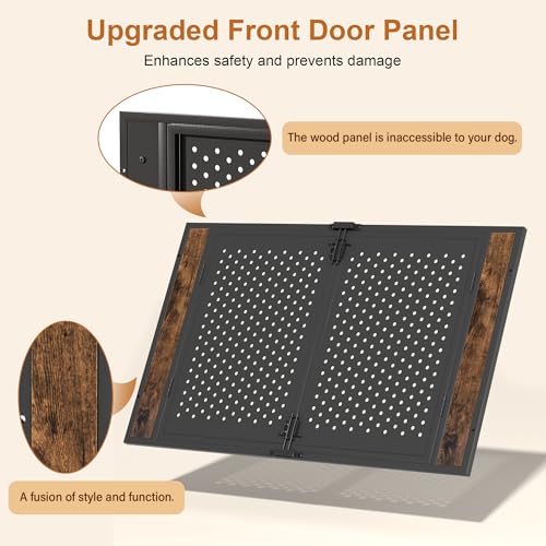 48" Heavy Duty Dog Crate Furniture for High Anxiety Dogs (Black and Brown / 48 inch)