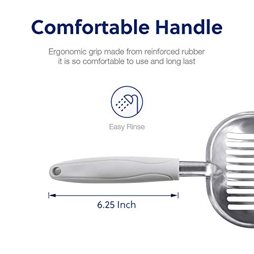 Cat Litter Scoop (Large / FLAT Aluminum \ #05 Grey Handle)