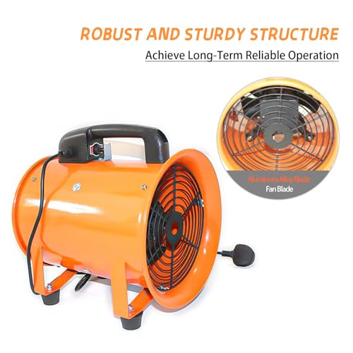 12-Inch High-Velocity Portable Utility Blower Fan, Industrial Exhaust Fan, 3150 RPM Ventilator for Basements, Workshops, Warehouses, and Confined Spaces (12")