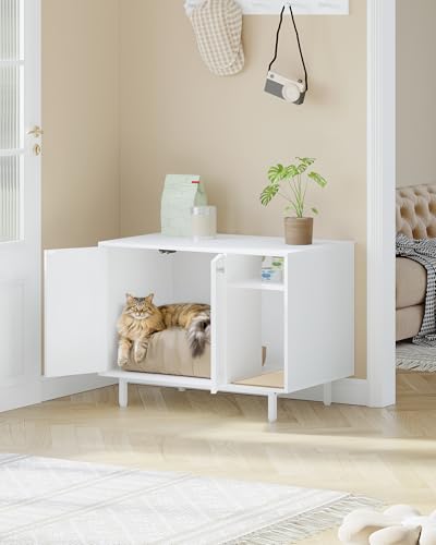 Cat Litter Box Enclosure (White / 31.4"L x 19.6"W x 24"H)
