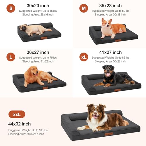 Microsuede Dog Bed for Small & Medium Dogs (Microsuede Style-Dark Grey / L(36"x27"x3"))
